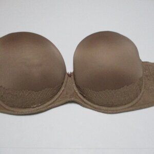 Torrid 44DD Tan Seamless Boost Padded Underwire Strapless Lace Bra #1094